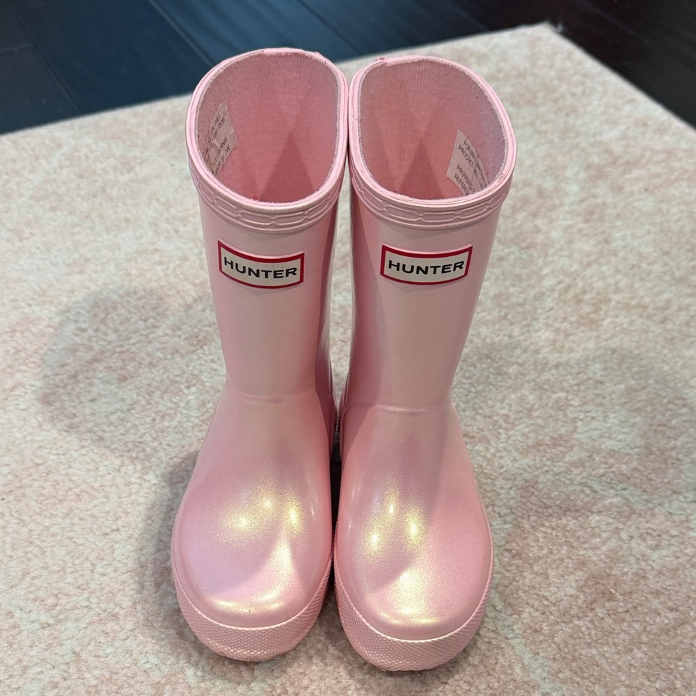 Hunter Kids Shiny Pink Rain Boots